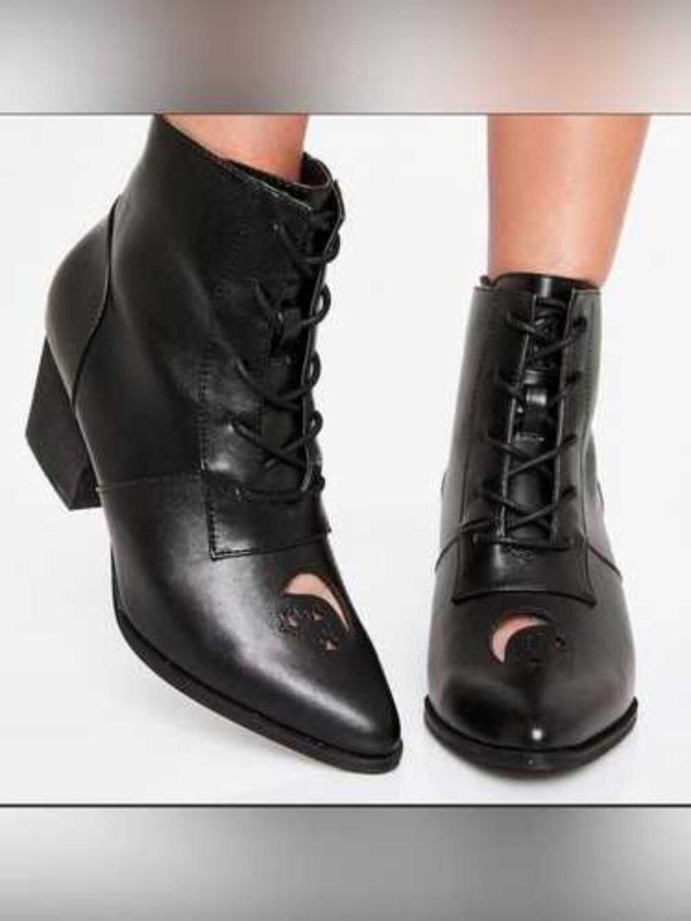 YRU Aura Black Celestial Lace-Up Ankle Boots Size 8 Moon Star Gothic